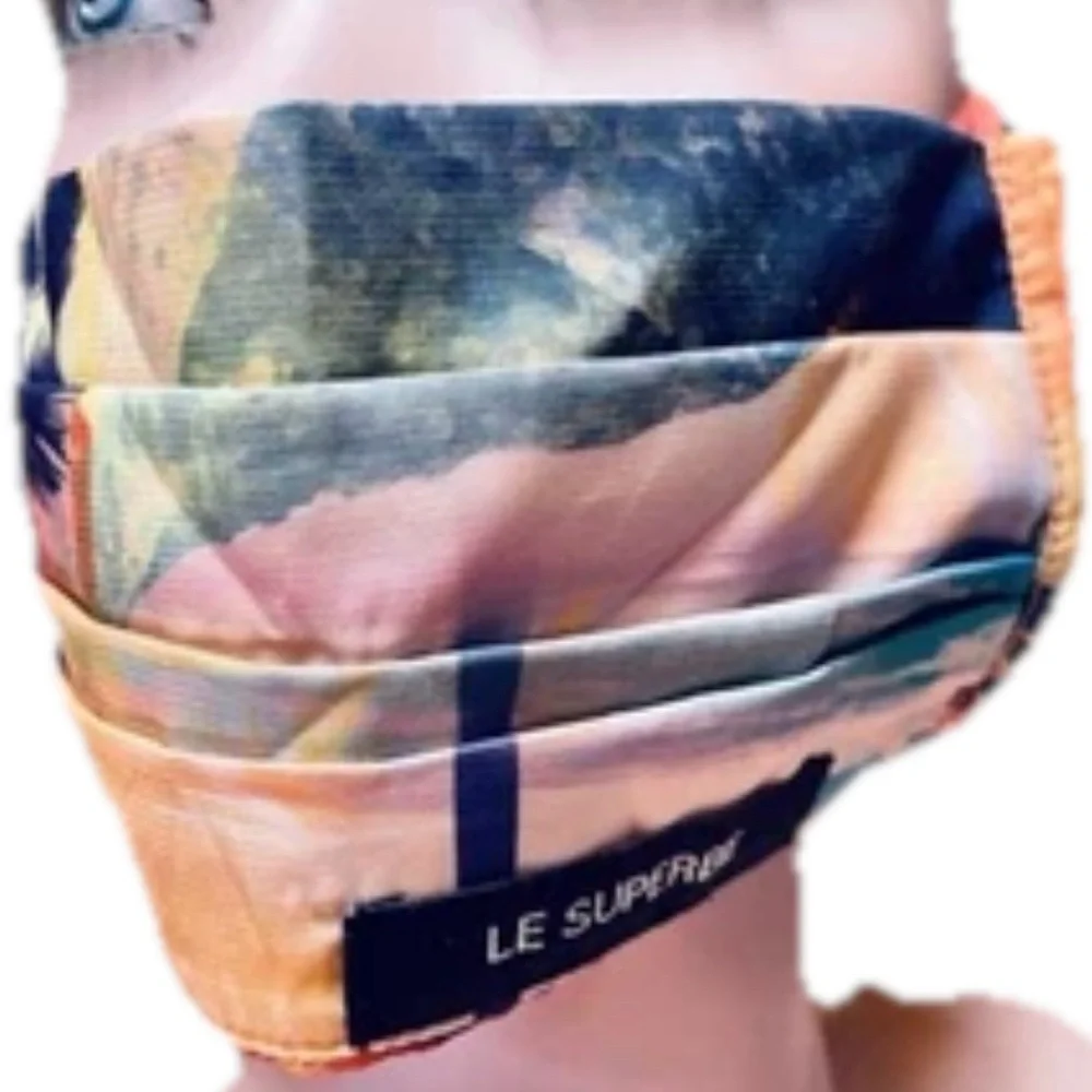 LE SUPERBE Tropical Print REVERSIBLE Fabric FACE MASK O/S